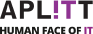 Logo Aplitt i motto Human Face of IT Usługi Informatyczne dla firm